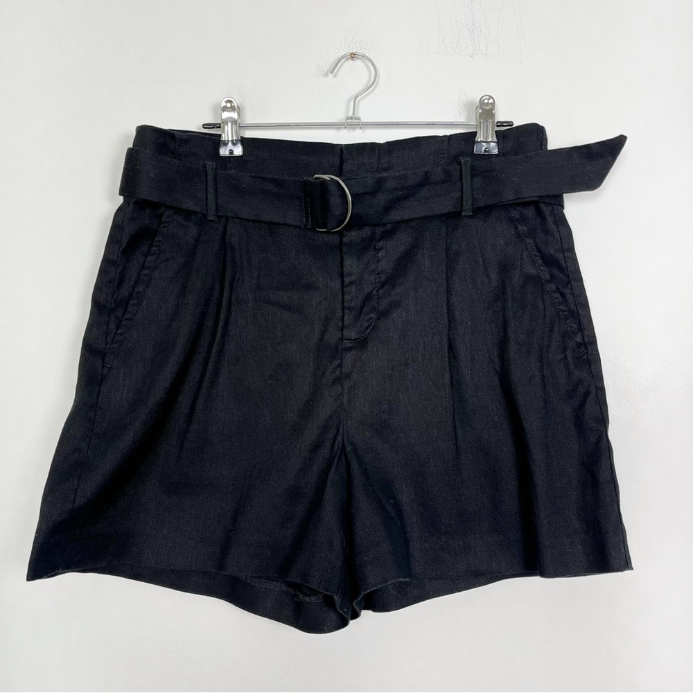 Banana Republic Women’s Black Linen Blend High Waist‎ Shorts with Belt Size 10